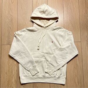 Champion Reverse Weave Hoodie Men’s Medium Cream Sand White Heavyweight Cotton
